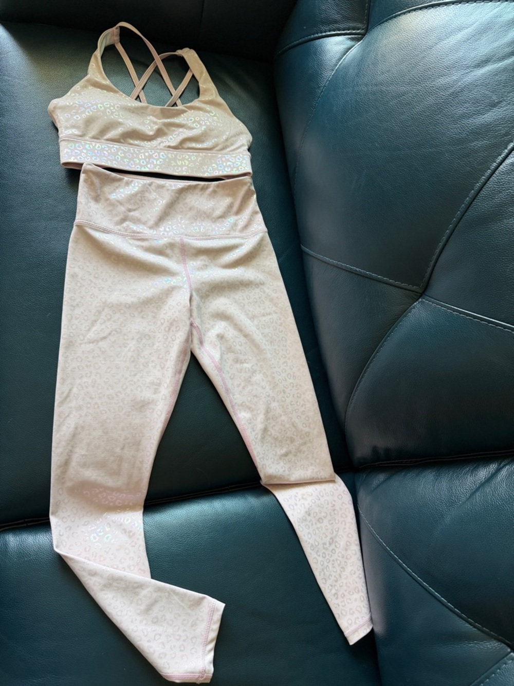 Blush Pink High-Waist Leggings with Strappy Sports Bra Set